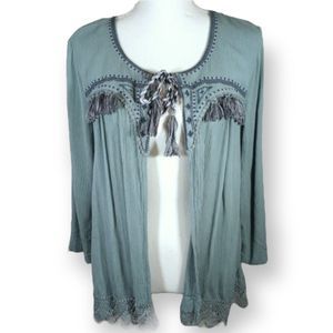KNOX ROSE BLUE BOHO-INSPIRED INSPIRED BLOUSE SZ.S EUC
